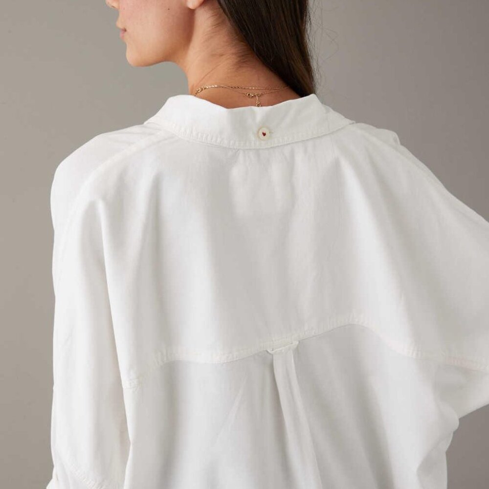 American Eagle Go Big Oversized Cotton Long Sleeve Shirt/Blouse Dress XS-S - Picture 3 of 16